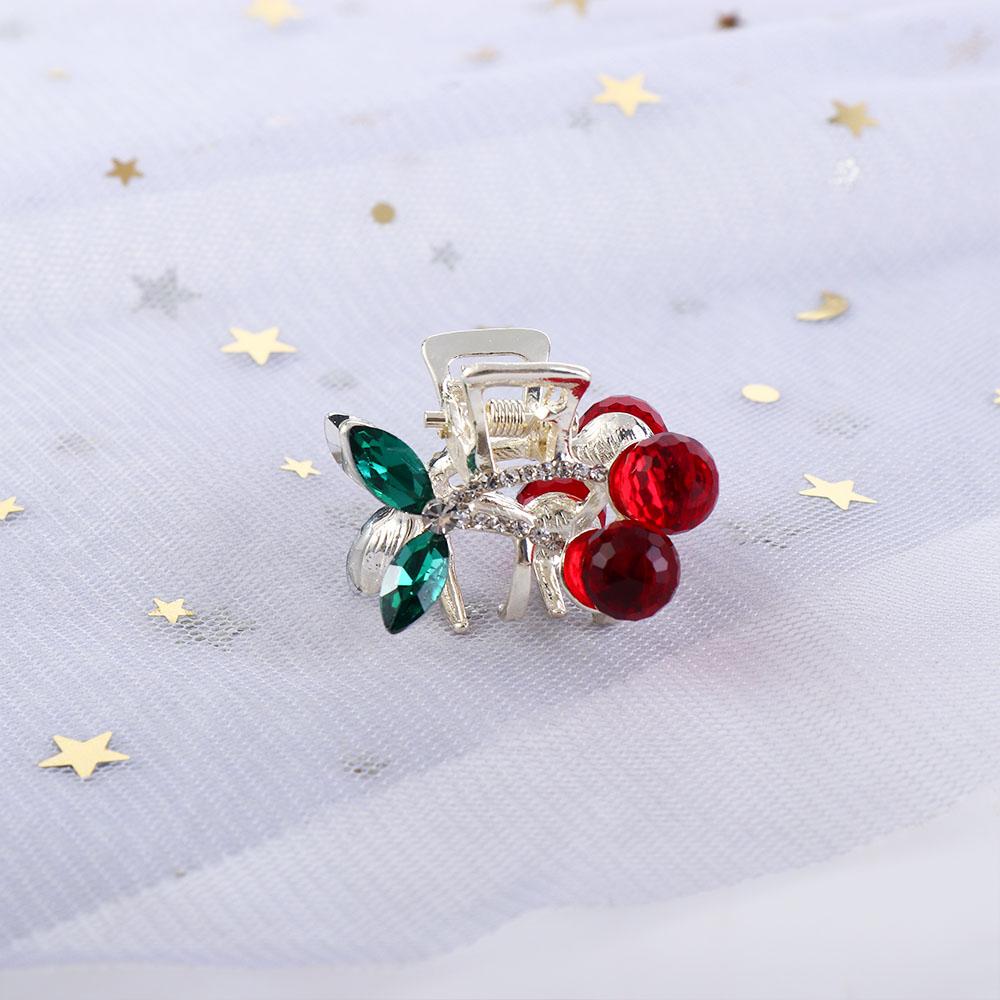 Little Grab Clip Rhinestone Hairpin Korean Style Headwear Cherry Hair Claw Female Hair Accessories