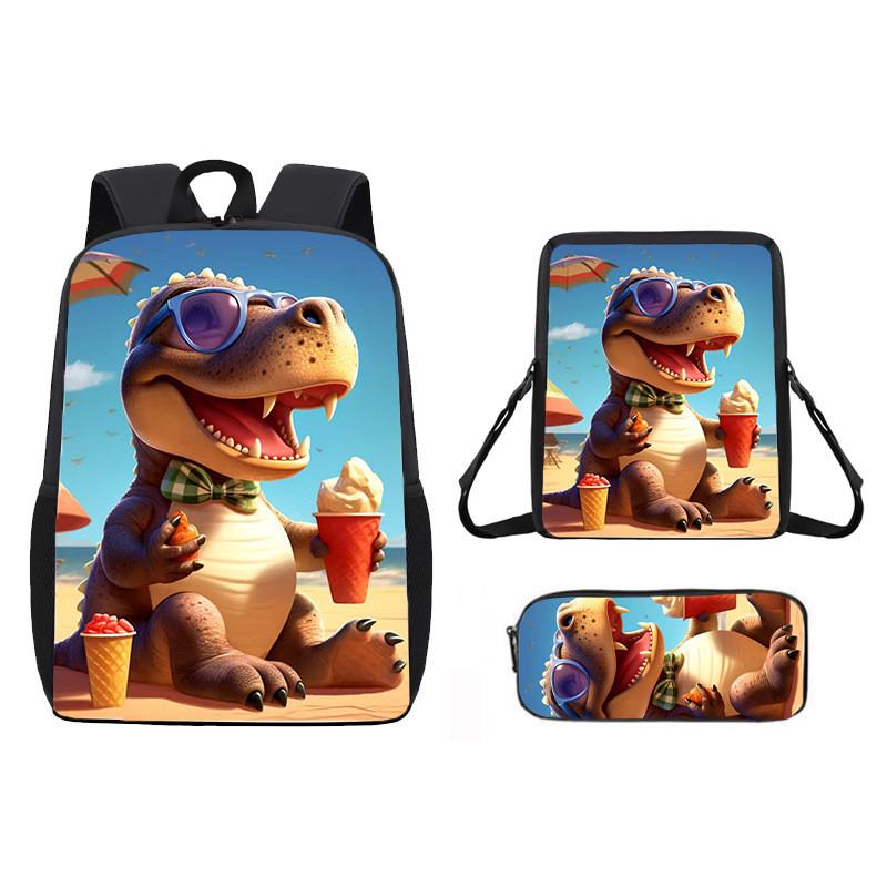 Dinosaur Print Animal Children School Backpack With Durable Material Oxford