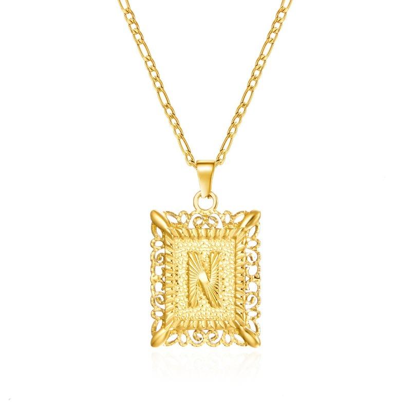 European and American style simple square 26 letter pendant necklace women's personality high-end design jewelry