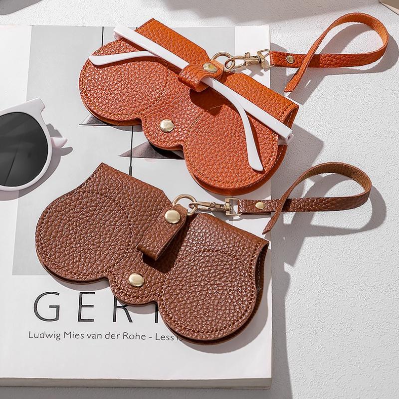 1pc Cute PU Glasses Case | Portable Eyewear Bag with Snap Closure - Scratch-Resistant Travel Organizer (Litchi Embossed)