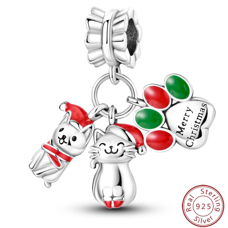 Copper Romantic Christmas Snowman Gingerbread Santa Claus Charms Bead Fit 3Mm Diy Fine Jewelry Accessories