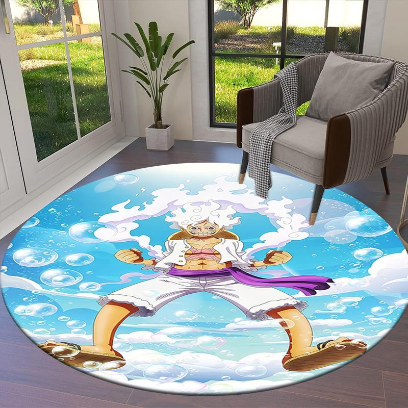 One Piece Gear Round Area Rug Carpet Rug For Living Room Bedroom Sofa Playroom Decor Nonslip Floor Mat