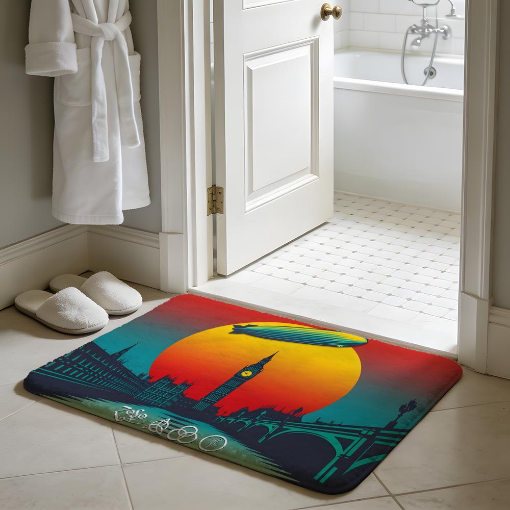 Led ZZeppelin K Floor Mat Soft Flannel Absorbent Mat Non-Slip Rug Home Bedroom Bathroom