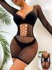 Sexy Red Dress Lingerie Cover Up Fishnet Hollow Out Mesh Perspective Dress Transparent Woman Nightdress Beachwer Party Clothes