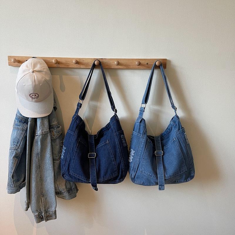 Spring New Denim Shoulder Bag Women's Messenger Bag Old Denim Messenger Bag Retro