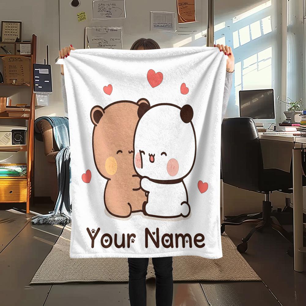 1pz Coperta in Flanella Personalizzata con Nome Modello PeacHE Goma Adatta a Tutte le Stagioni per Arredamento Casa Calore e Comfort Regali Regalo Festivo -HE167