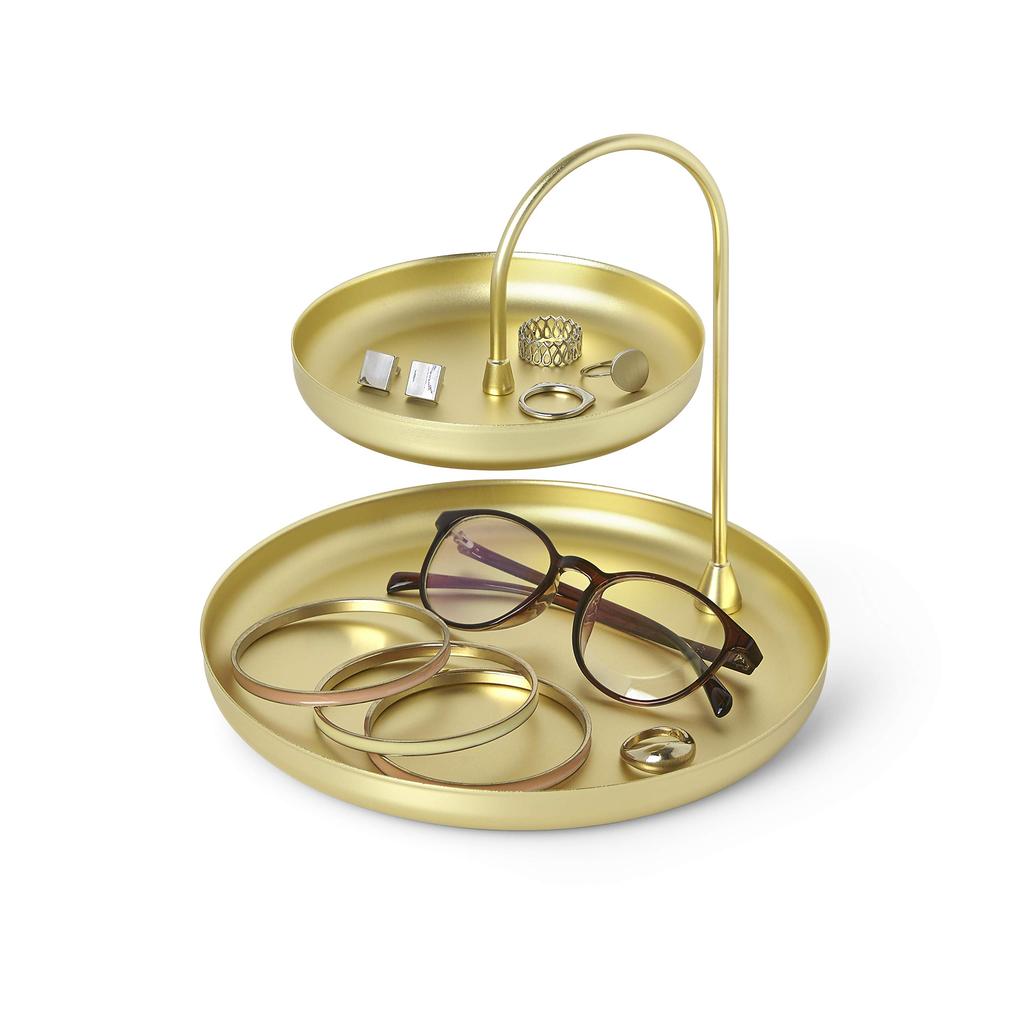 Umbra Accessory Brass and for and Poise Tray, Large, Gold, Rings, Earrings, Bangles, Jewelry.