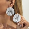 Exaggerated Irregular Metal Smooth Surface Stereo Stud Earrings for Women Fashion Geometric Pleated Hollow Earrings Jewelry Gift