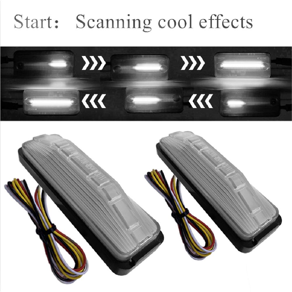 2Pcs Truck LED Light 12-24V 28LED Scanning Side Marker Turn Signal Warning Lights Tail Brake Light Emergency Signal for Trunk Trailer