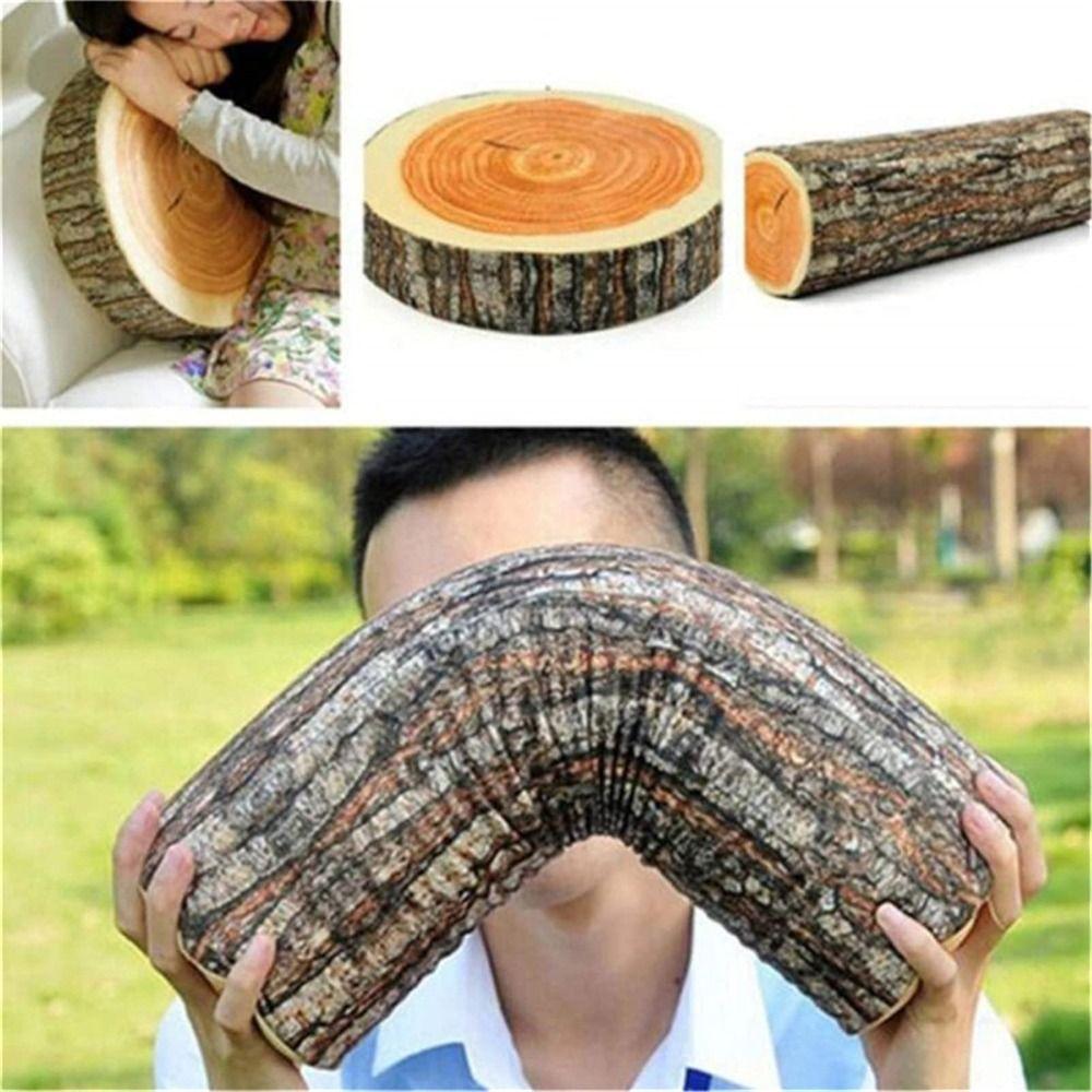 Cute 3D Tree Trunk Cushion Soft Natural Wood Design Chair Cushion Comfortable Cylinder Shape Sofa Cushion Home Decor