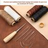 16PCS Leather Sewing Kit with Waxed Thread Leather Needle Sewing Awl Thimble Leather Working Tools