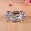 New Brilliant Fancy Cross Finger Rings For Women With Special Design Square Crystal Zircon Bridal Wedding Fashion Jewelry
