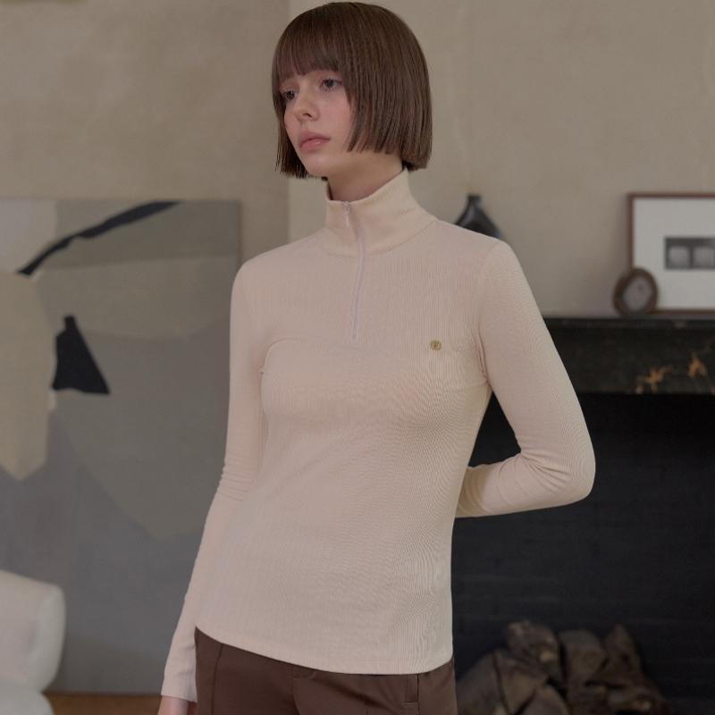 PLAYBOO Fleece Ribbed Half Zip Top Ivory