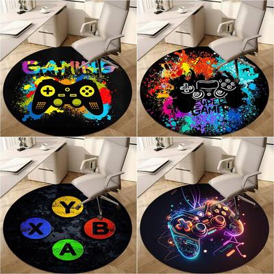 1Pc Gaming Controller Circular Print Rug - Home Decoration Carpet For Living Room Bedroom Flooring Computer Chair Area Rug