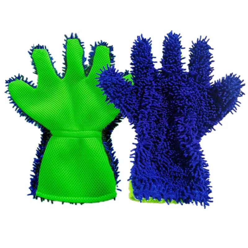 

Microfiber Car Washing Gloves Cleaning Tool Car Detailing Dust Removal Mitts 5-Finger Wash Glove for Car Home Effective Clean 1pc синий