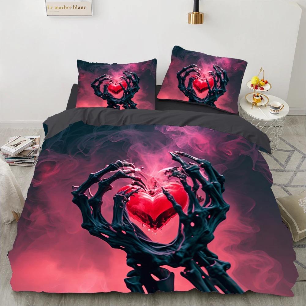 Rose Skull Duvet Cover Set Twin Single Size Halloween Bedding Set Teen Adult Kids Children Bed Linen Qulit Cover Pink Spider