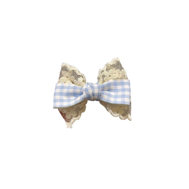 Spring New Sweet Handmade Children's Hair Clip Fabric Lace Plaid Bow Girl's Bangs Hairpin Headwear