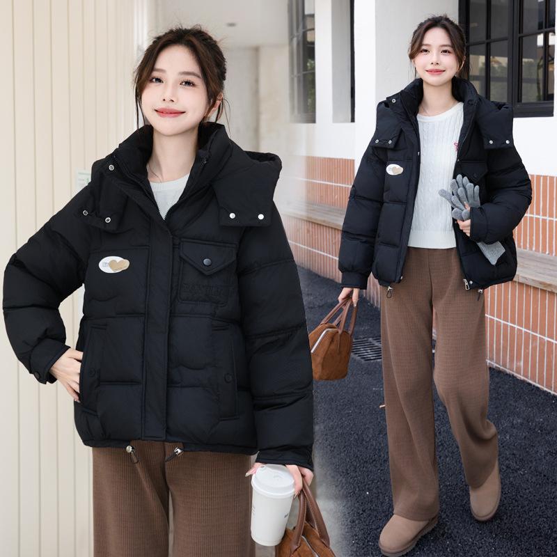 Down cotton jacket short winter Korean new hooded loose thickened students candy color cotton-padded jacket casual coat