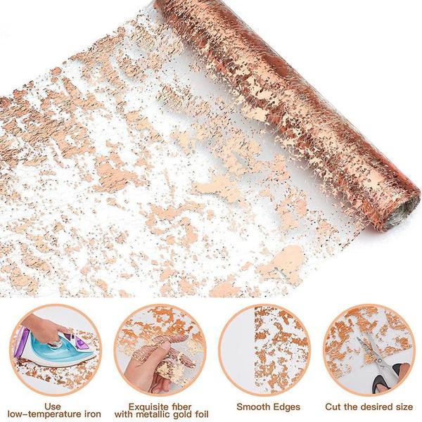 Table Runner Roll, Glitter Gold Foil Mesh Table Runner Decorative Dining Table Centerpiece for Party, Wedding, Baby Shower, Christmas