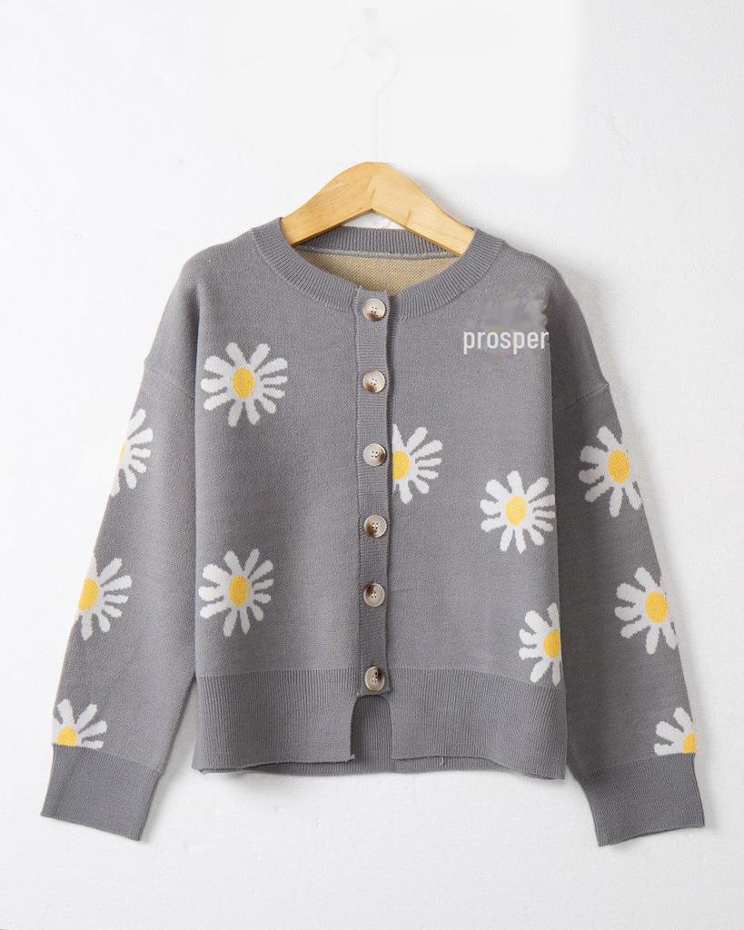 Women's Autumn-Winter Chrysanthemum Embroidered Knitted Cardigan - Casual, Simple, Fashionable, Elegant Sweater