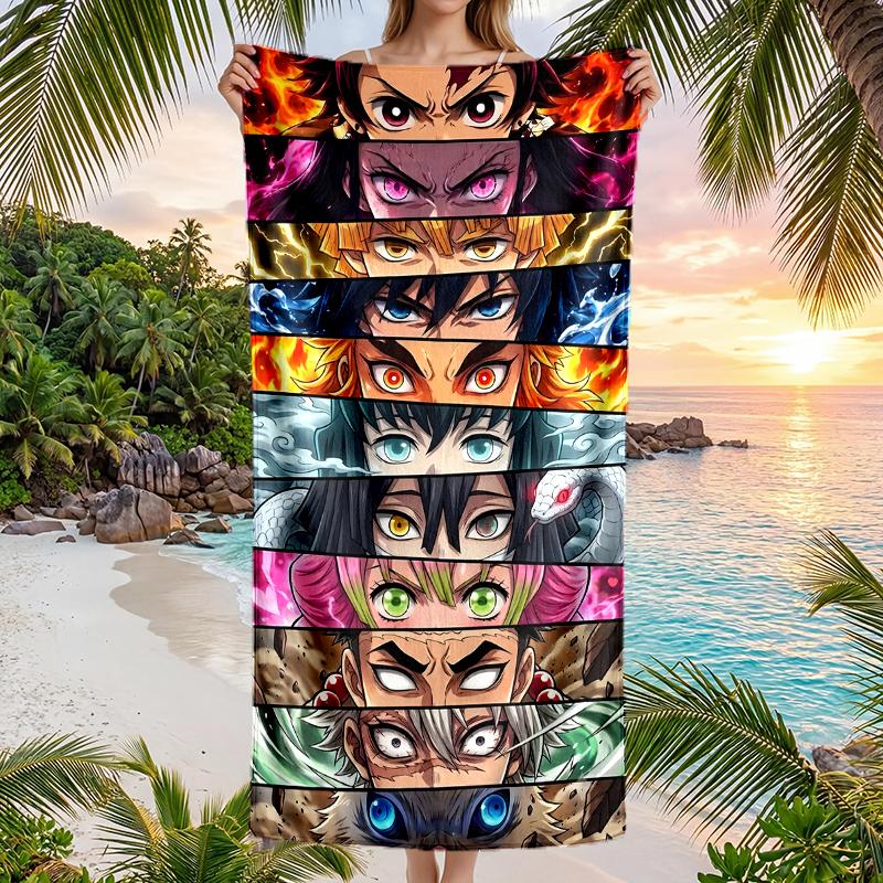 Demon Slayer Fashion Beach Towel: Ideal for Summer Adventures Soft, absorbent and quick drying suitable for swimming and bathing