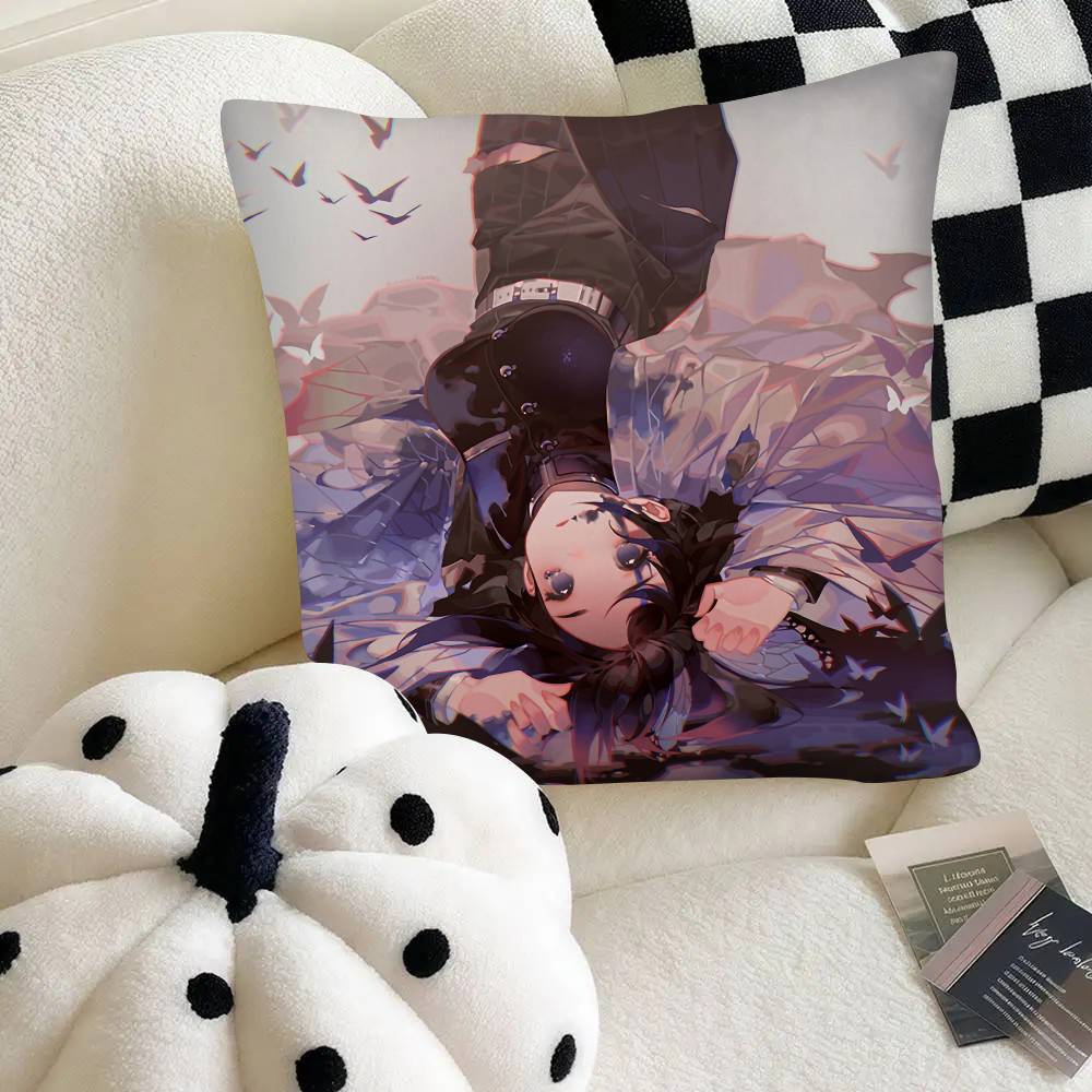 Anime Demon Slayer Shinobu Kocho Pillow Case Fashion Square Pillowcase Bedroom Sofa Room Ins Decoration Leisure