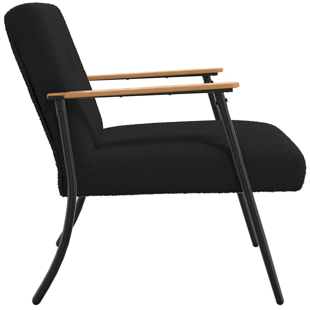 Armchair Black Curly Wool Like Fabric