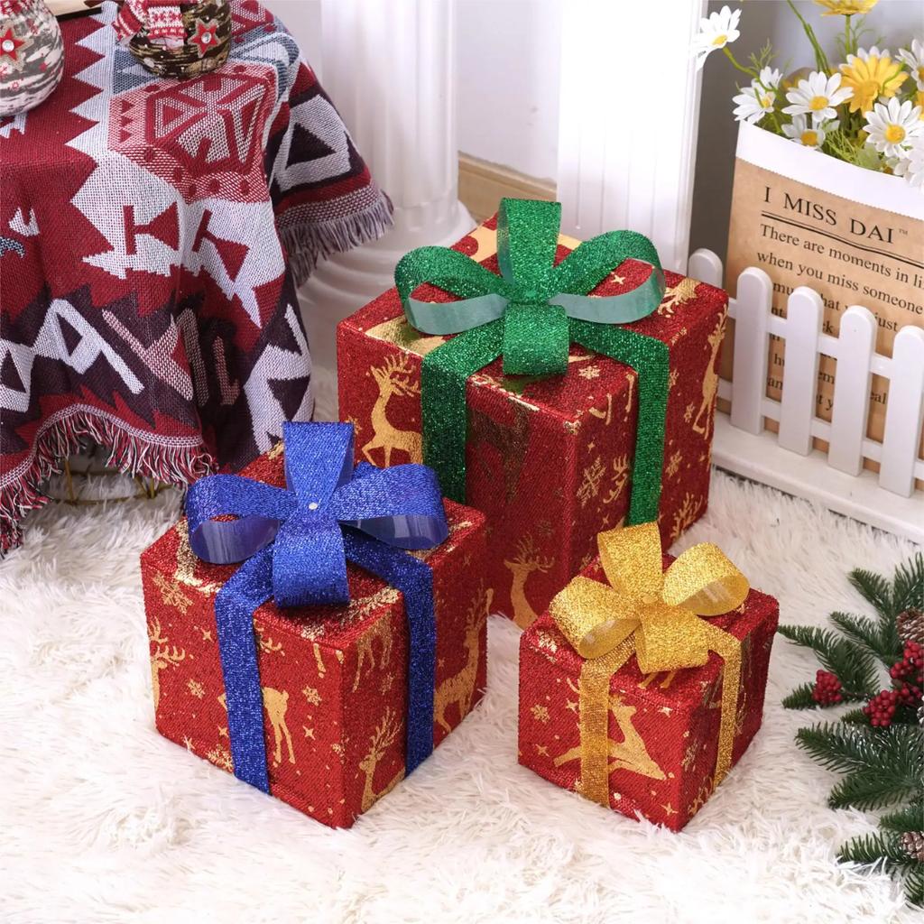 3Pcs LED Gift Box String Light Battery Waterproof Christmas Tree Christmas Decorative Lamp Home LED Box Gift Lights Fairy Light