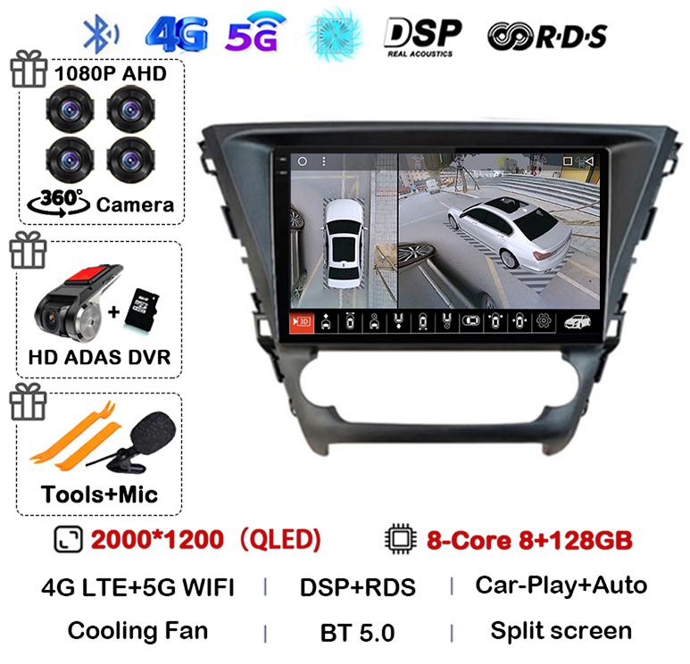 Android 14 Carplay Auto WIFI+4G For Toyota Avensis 2018 2019 2020 Car Radio Multimedia GPS Stereo Video Player DSP 360 Camera BT