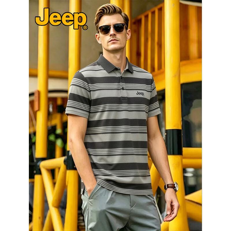 JEEP Men s Breathable Pearl Cotton Polo Shirt 4XL