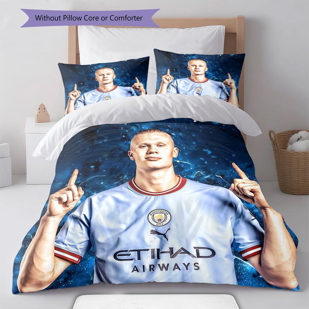 Set Copripiumino Trapuntato con Immagine di Erling Haaland Federe Decorazione per la Casa Regalo di Compleanno (1 * copripiumino + 2 * federa, senza nucleo)