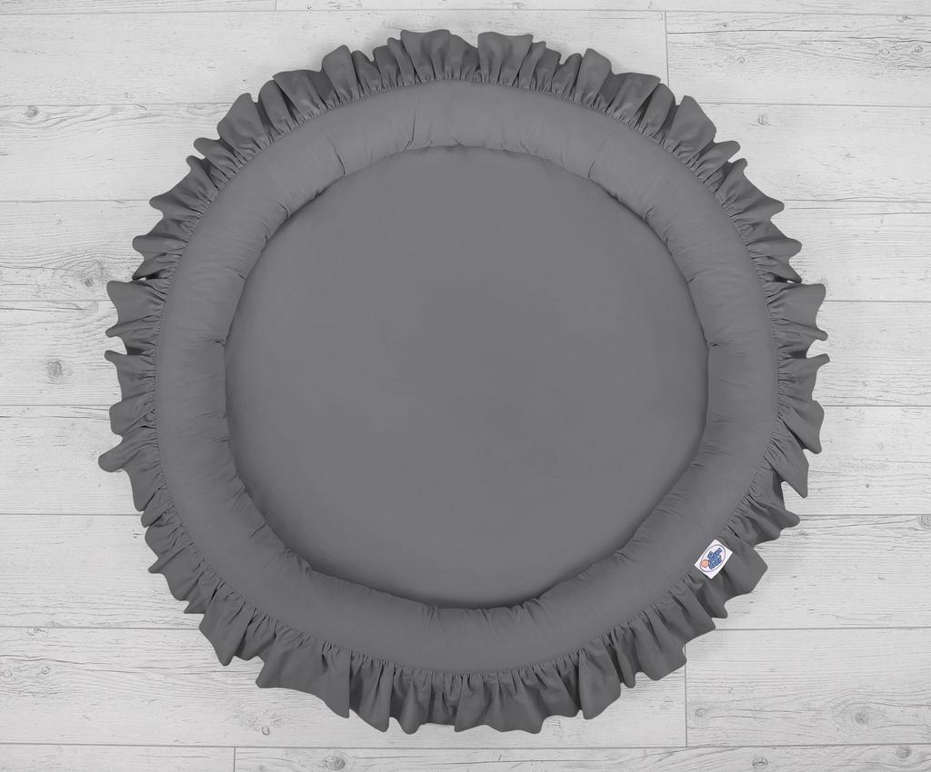 Set: hanging cotton canopy for a children's room and a nest with a ruffle - anthracite
