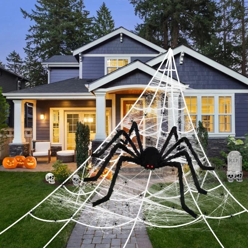 Halloween Decoration Giant Spider, Suitable for Garden Lawn and Indoor Decoration Props, Party Trick Simulation Balck Spider