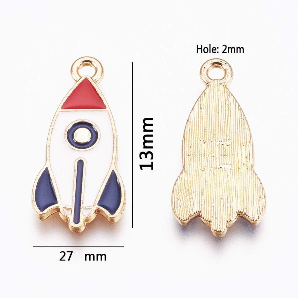 13*27mm Pandantive emailate din aliaj de zinc, placate cu aur, farmec cu tema spațială pentru realizarea de bijuterii