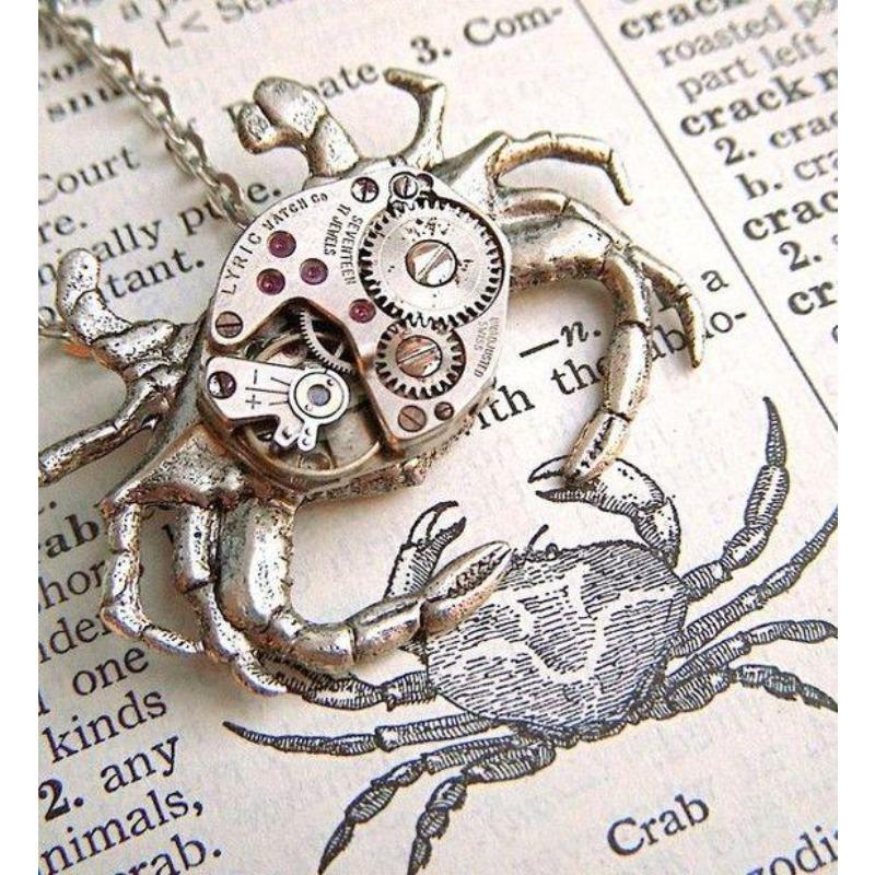 

Couple Necklace Jewelry Retro Mechanical Crab Inlaid Zircon Pendant