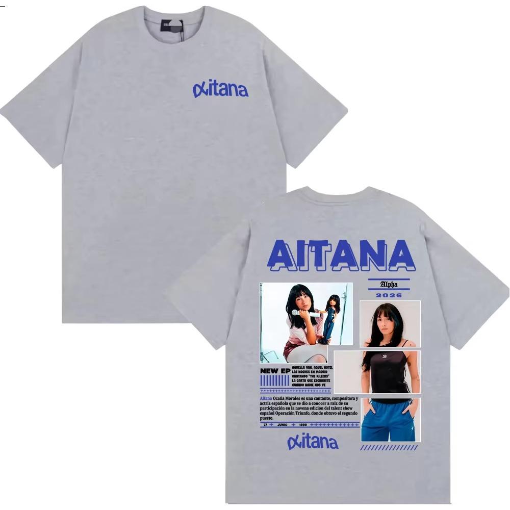 Aitana Cuarto Azul World Tour 2026 Graphic T-shirts Men Women Clothing Fashion Aesthetic T-shirts High Quality Oversized T Shirt