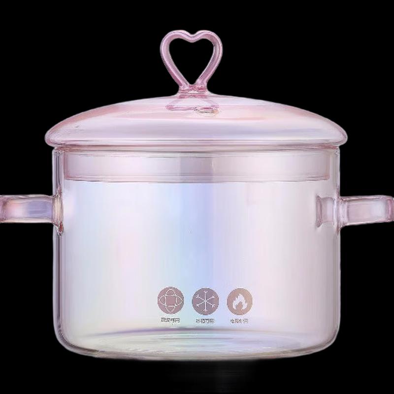Wu Tuo Pink Heart Glass Soup Pot 1900ml