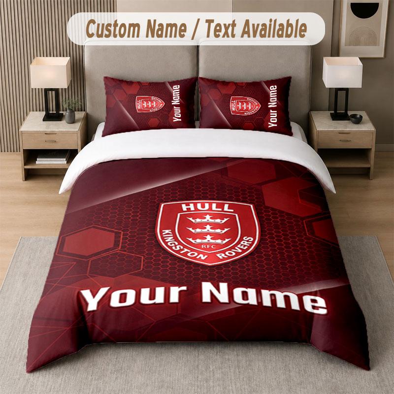 Custom Bedding Set Hull KR Pattern, Print Name Text 1 Duvet Cover Plus 2 Pillowcases Home Textile
