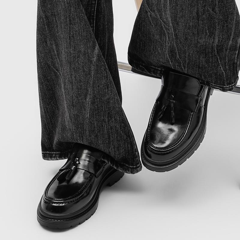 Fashion New Fashion Business Shoes Thick Bottom Leather Men's Loafers Non-Slip Casual Shoes Handmade Slip On Classic Male Driving Shoes