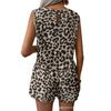 Women Sleeveless Leopard Print Vest and Shorts Set Casual Two Piece Outfit