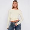 Europese Herfst Veelzijdig Casual Taille-Insnijdend Kleurblok Streep Lange Mouw T-shirt voor Dames