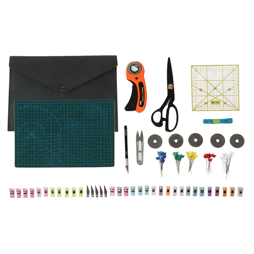 Quilting Kit Cutting Mat Cutting Knives Clips Needles U Shaped Scissors Circular Knifes Rotary