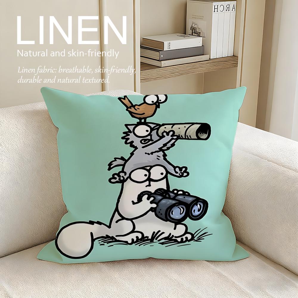 Cute Simons Cat Cushion Cover Pillowcase Set Pcs X X Breathable Washable Sofa Cushion Cover