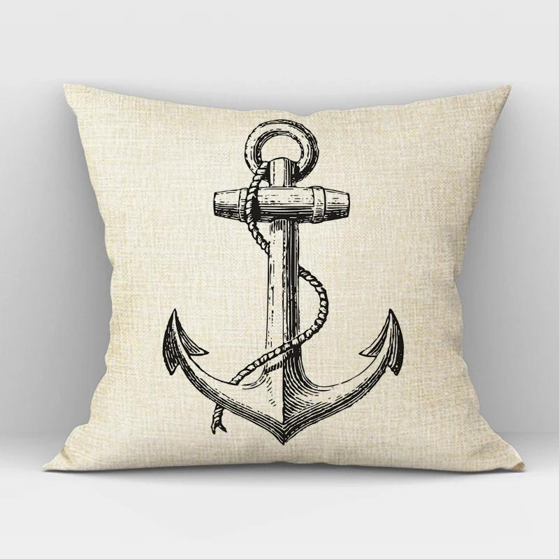 Navigation Anchor Ship Throw Pillows Cover Bedding Camping Hotel Office Pillowcase Ocean Cushion Cover for Home Decor