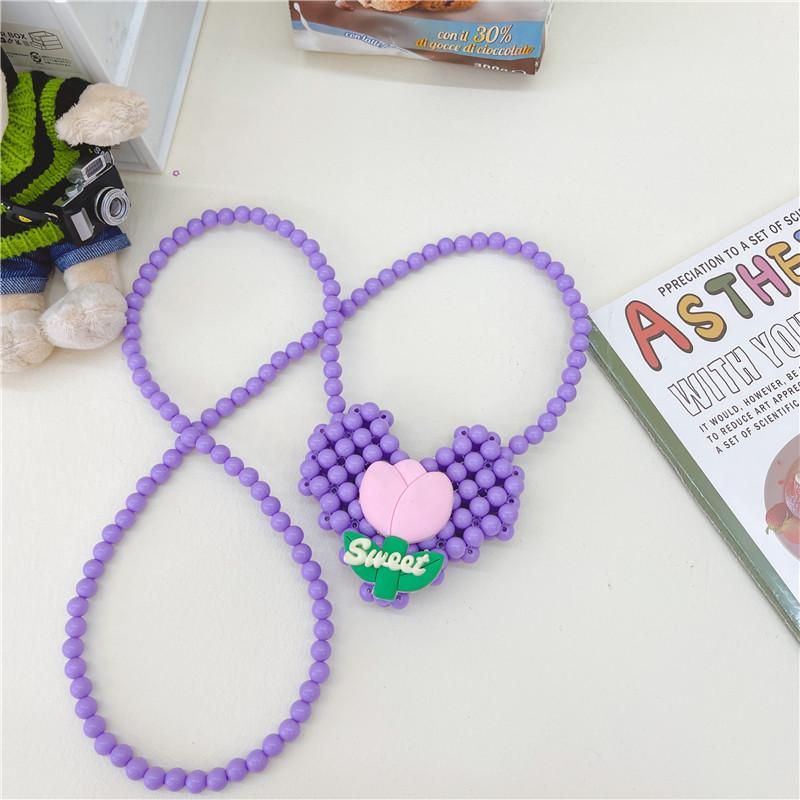 

Mini Stylish Childrens Heart Purse With Soft Pvc Material Cute Floral Design For Little Girls фіолетовий