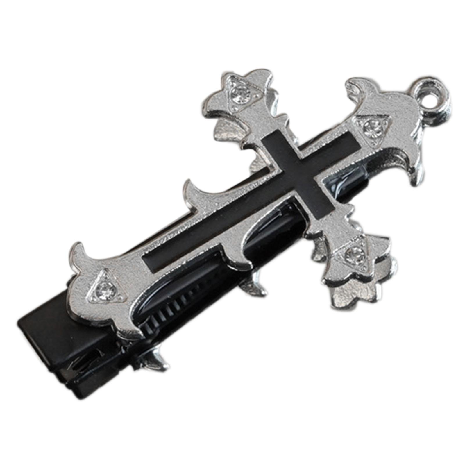 

y2kЗаколка для волос y2kЗаколки-крестики Заколка-крестик Заколка для волос в стиле панк Заколка для волос с челкой Заколка для волос y2kЗаколка для волос в стиле готика Заколка для волос чёрный