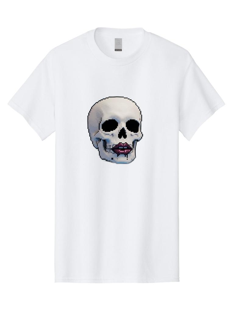 Skull-With-Glossy-Lips Mens Graphic Tee, 100% Cotton, Casual Summer Wear