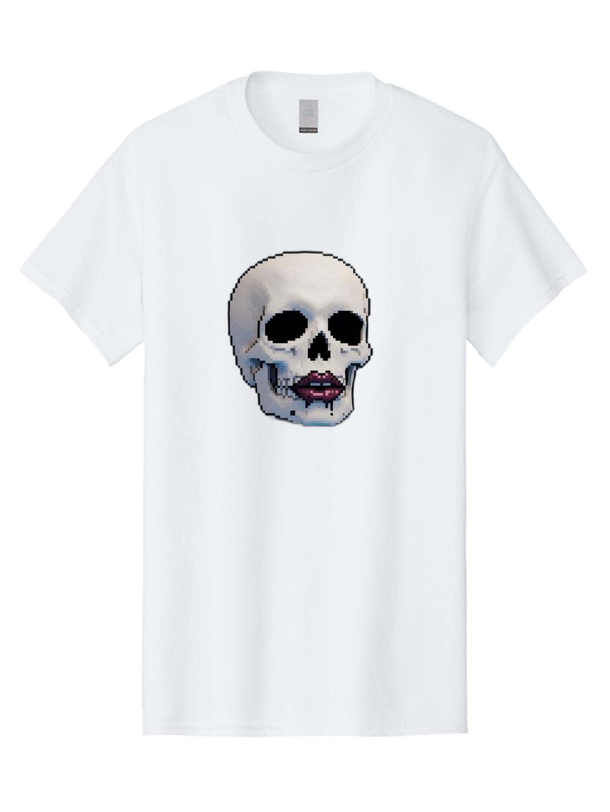 Skull-With-Glossy-Lips Mens Graphic Tee, 100% Cotton, Casual Summer Wear S