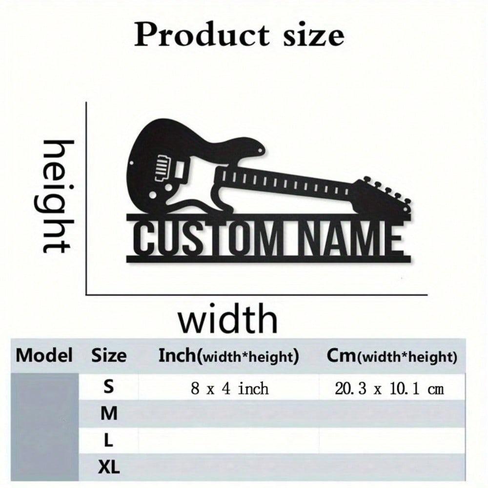 

Custom Metal Guitar Sign, Personalized Wall Decor, Monogrammed Nameplate for Music Lovers S
