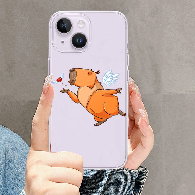 Roztomilé pouzdro na telefon Capybara pro iPhone Mini 11 12 13 14 15 XPlus Pro Max SE XR Transparent Shell